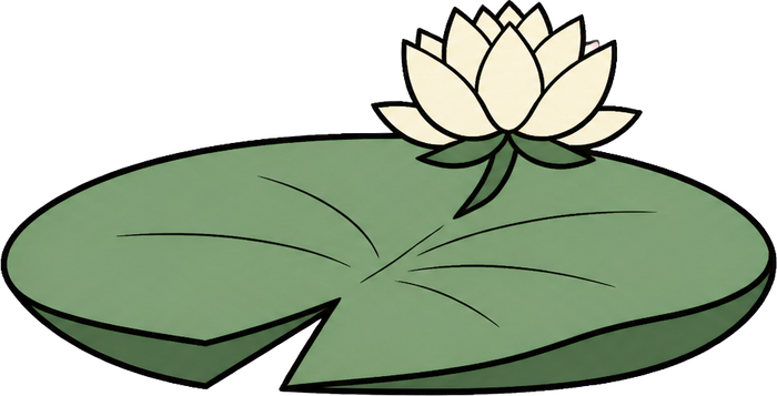 Forest gang illustration: floating lotus