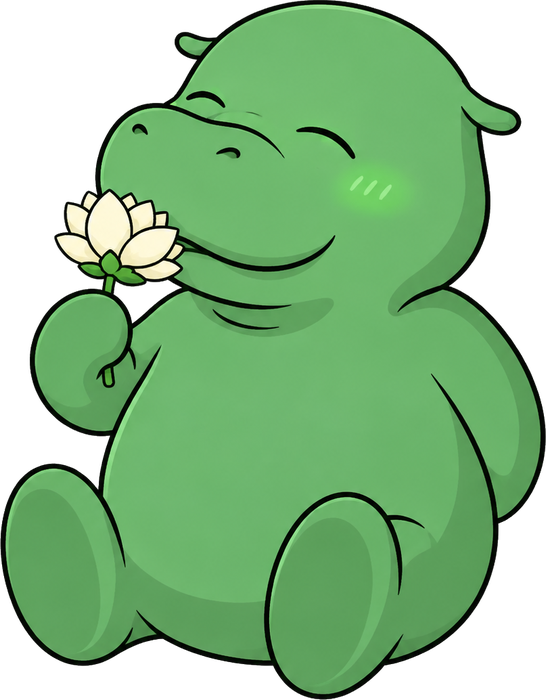 Forest gang illustration: hippo lotus